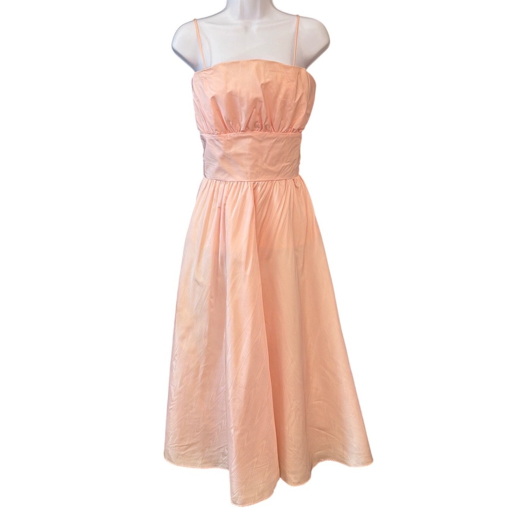 Vintage Steppin Out Peach Midi Dress Coquette Balletcore Princesscore Regency